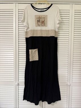 Alexandra Lee Black and Cream Colorblock Maxi Dress